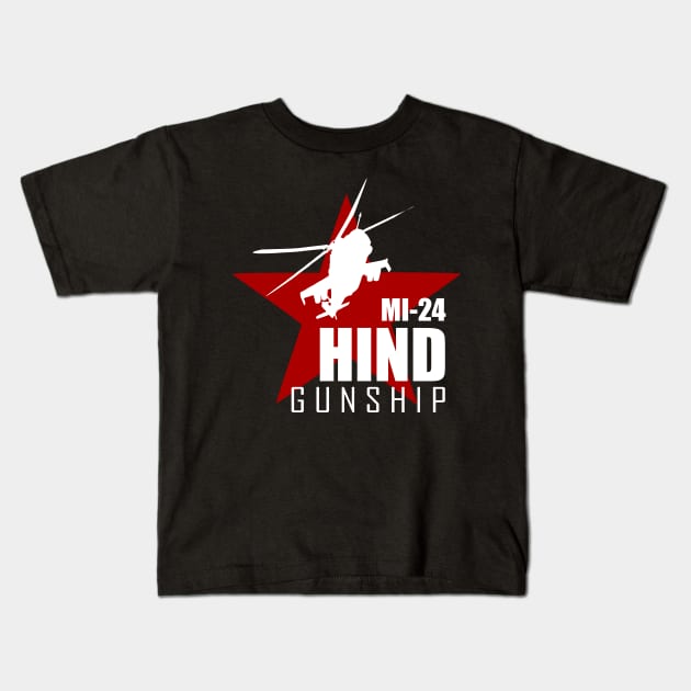 Helicopter Gunship MI-24 Hind Kids T-Shirt by TCP